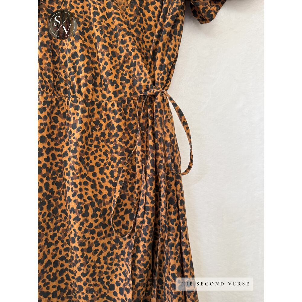 Madewell Flutter-Sleeve Wrap Mini Dress in Painted Leopard Size Medium - Picture 8 of 13